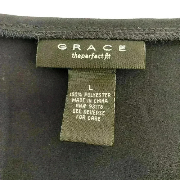 Grace Sheer Navy Blue Long Sleeve Tunic Top Size L - Picture 6 of 7